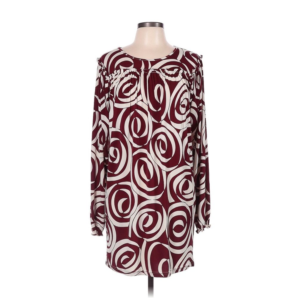 BCBG Red White Casual Boho Dress Large Women's